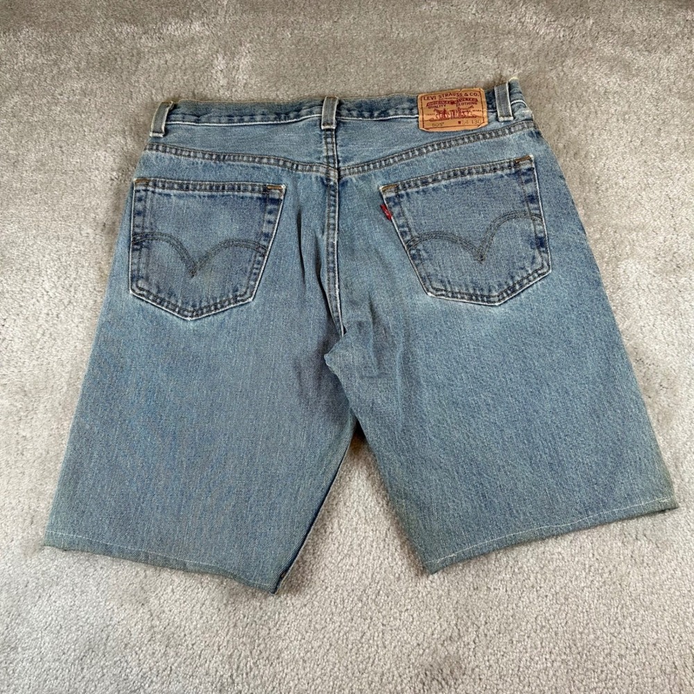 Vintage‎ Levi's 505 Regular Fit Denim Shorts Men's W34 Light Blue Wash Hem Jorts